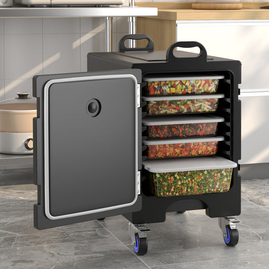 81 Quart Insulated Food Pan Carrier, End Loading With Wheels, Black Food Warmers & Burners Black at Gallery Canada