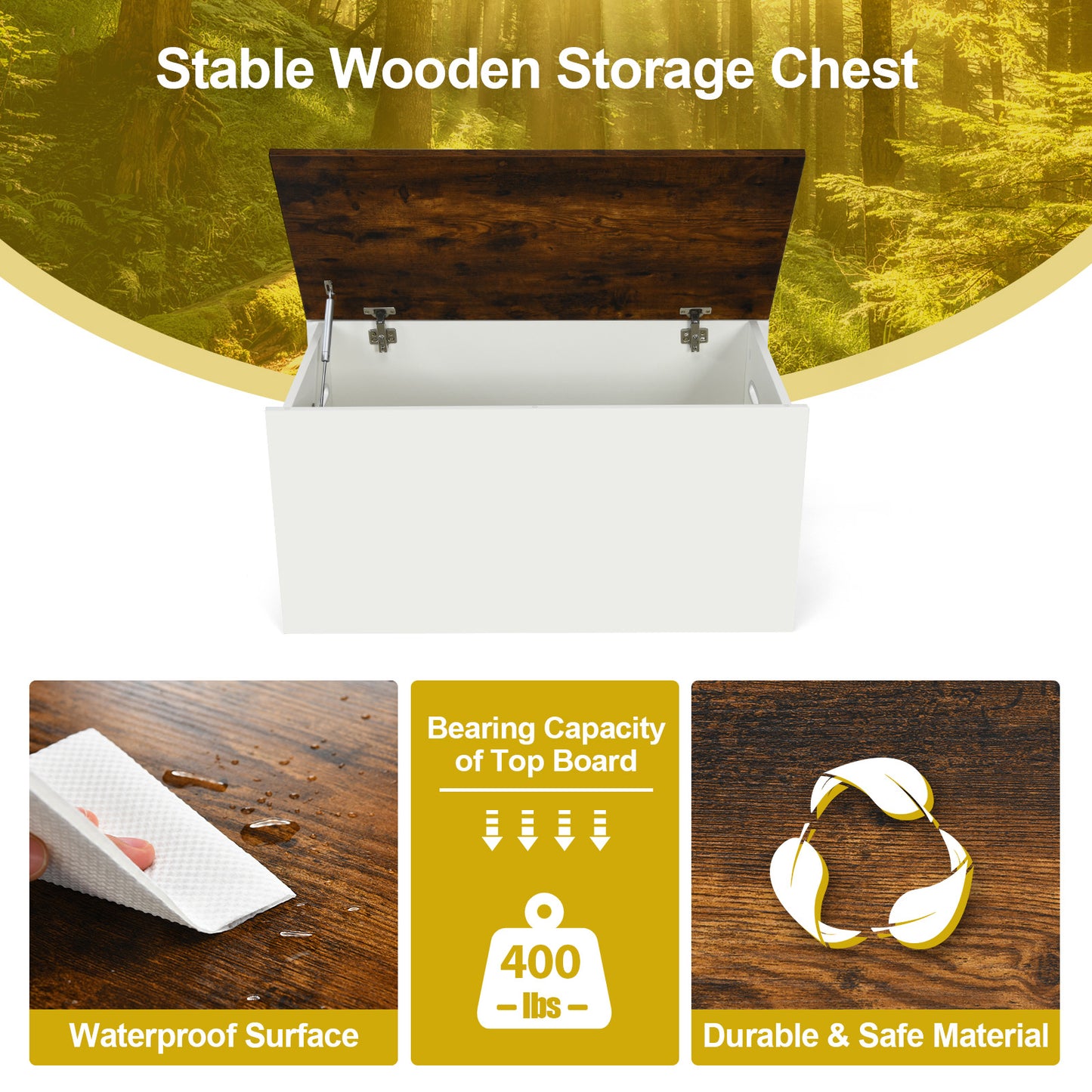 Flip Top Storage Chest, Self Hold Cover, Pneumatic Rod, White Kids Storage at Gallery Canada