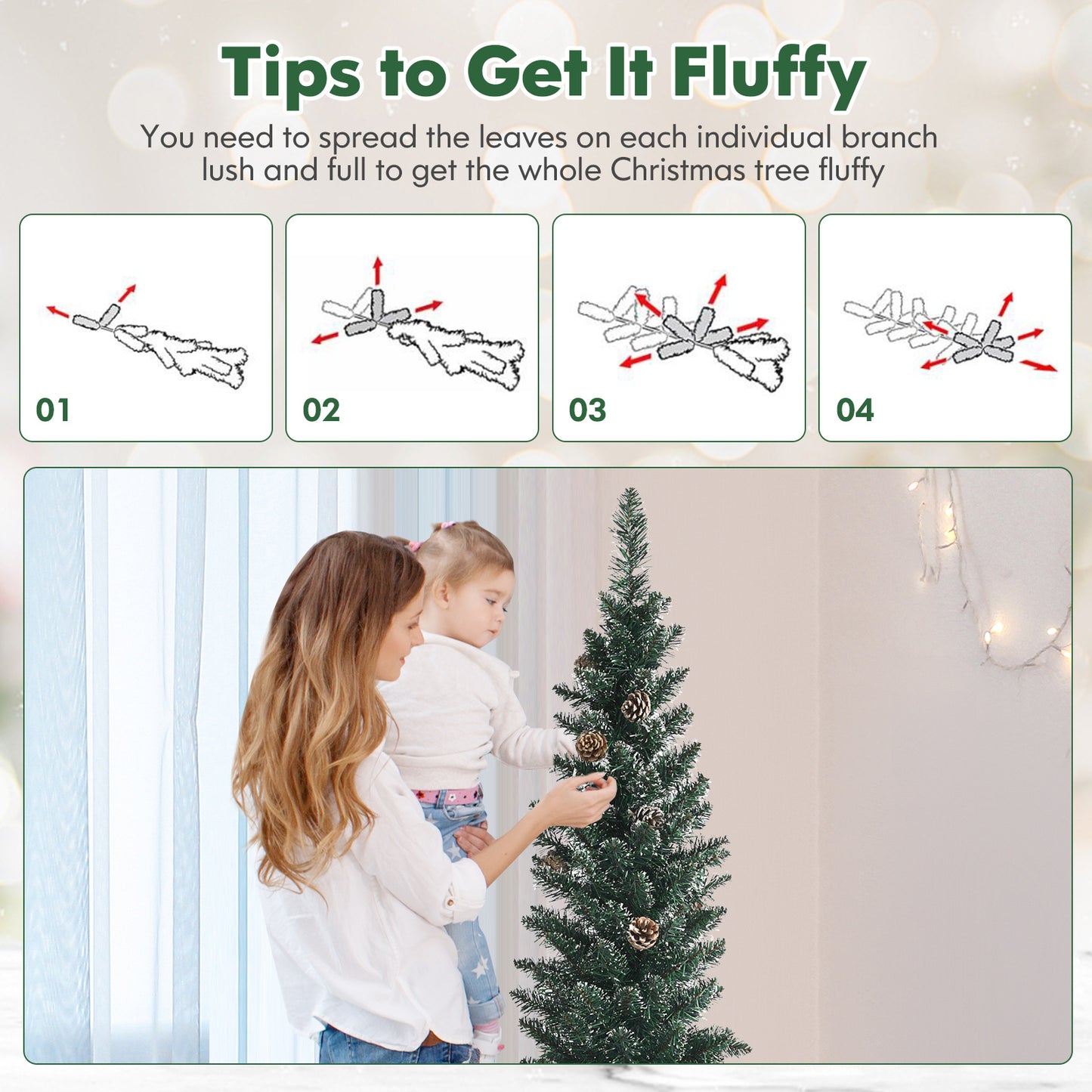 Artificial Pencil Christmas Tree With Pine Cones, 5 ft, Green Christmas Tree at Gallery Canada