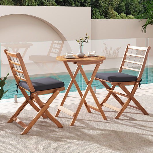 Acacia Wood Patio Bistro Set, 3 Pieces, Gray Patio Conversation Sets Gray at Gallery Canada