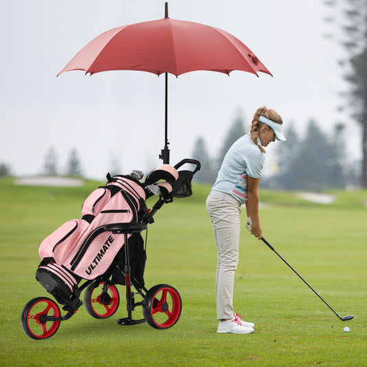 3 Wheel Folding Golf Push Cart With Seat, Scoreboard, Adjustable Handle, Red Golf Red at Gallery Canada