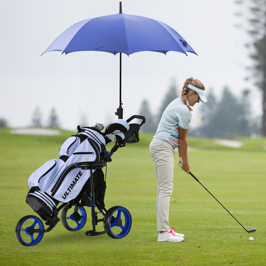 3 Wheel Folding Golf Push Cart With Seat, Scoreboard, Adjustable Handle, Blue Golf Blue at Gallery Canada
