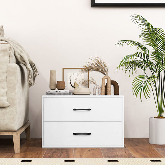 2-Drawer Stackable Horizontal Storage Cabinet Dresser Chest with Handles, White Cabinets & Chests White at Gallery Canada