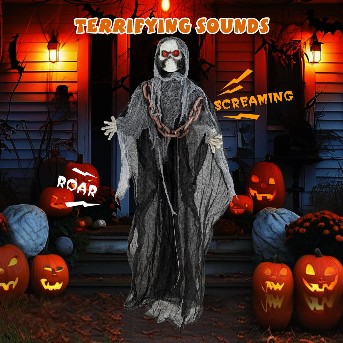 6.4 ft Halloween Grim Reaper, Lighted Eyes, Arm Movement, Terrifying Sounds Halloween at Gallery Canada