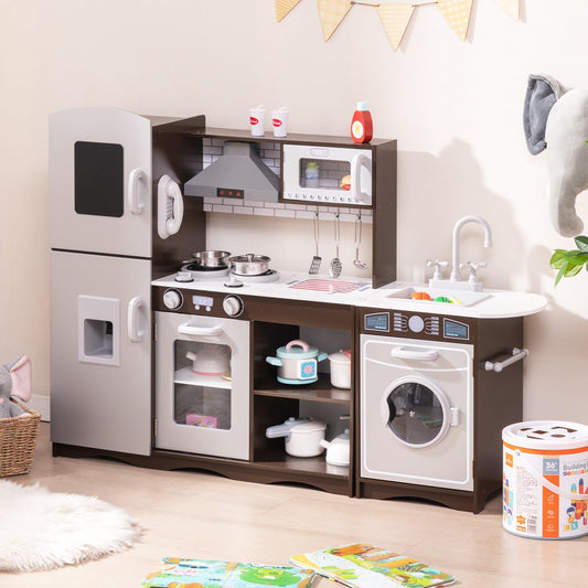 Corner Toy Kitchen Set With Light, Sounds, Interactive, Dark Brown Play Kitchen Sets Dark Brown at Gallery Canada