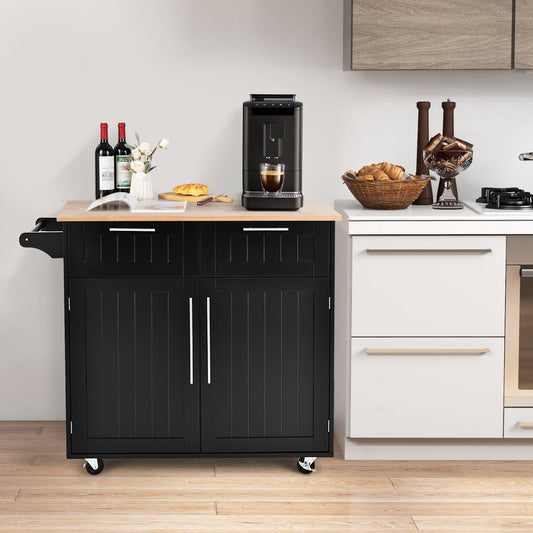 Heavy Duty Rolling Kitchen Cart With Drawer, Black Kitchen Islands & Carts Black at Gallery Canada