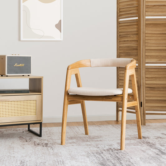Bamboo Dining Chair, Curved Back, Anti-Slip Foot Pads, Natural Dining Chairs Natural at Gallery Canada