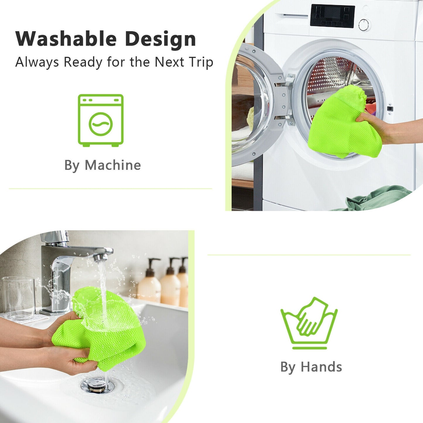 Drawstring Backpack String Bag Foldable Sports Sack with Zipper Pocket, Green