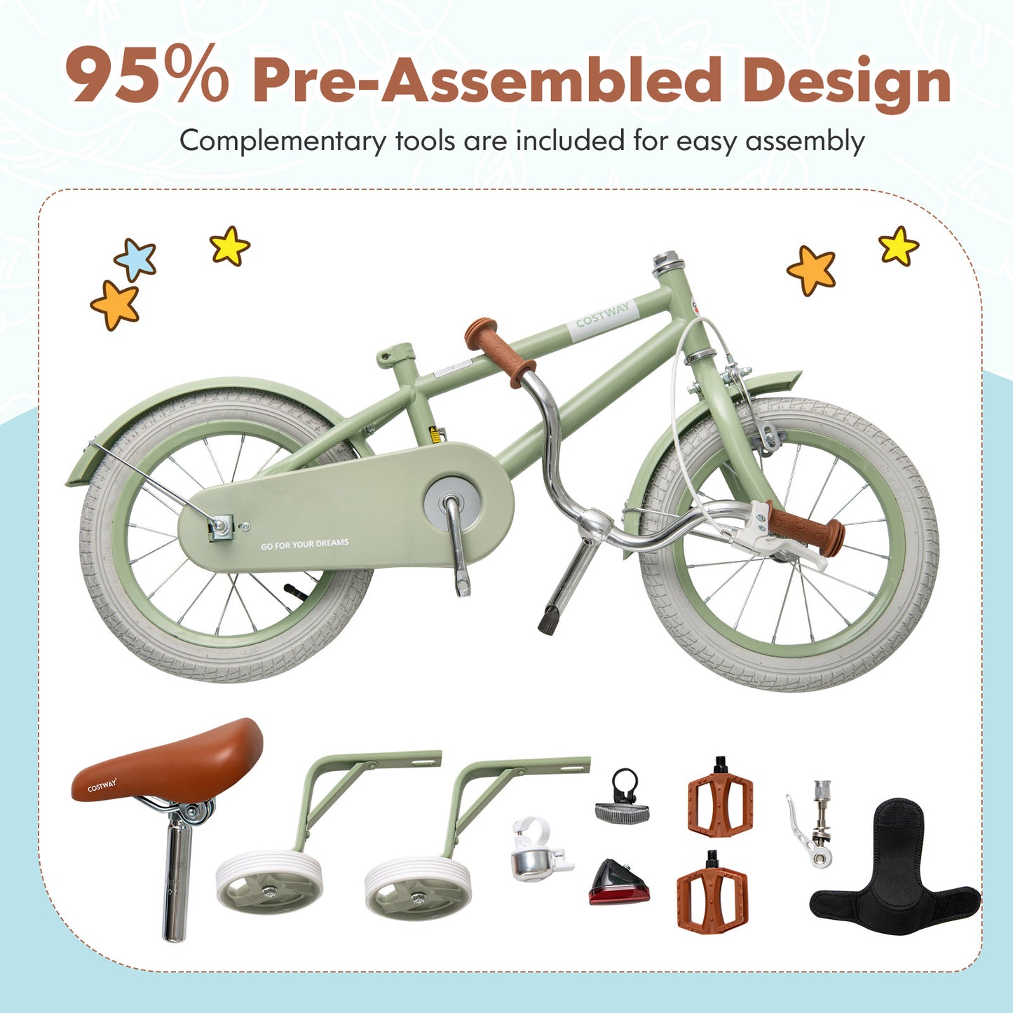 Kids Bike, Adjustable Handlebar And Saddle, 16 Inches, Green Kids Bike at Gallery Canada