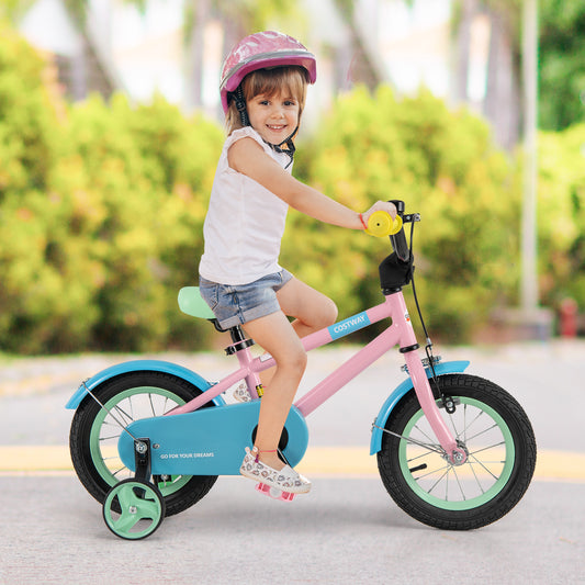 Kids Bike with Adjustable Handlebar and Saddle Pink-12 Inches, Pink Kids Bike 12 Inch - Pink at Gallery Canada