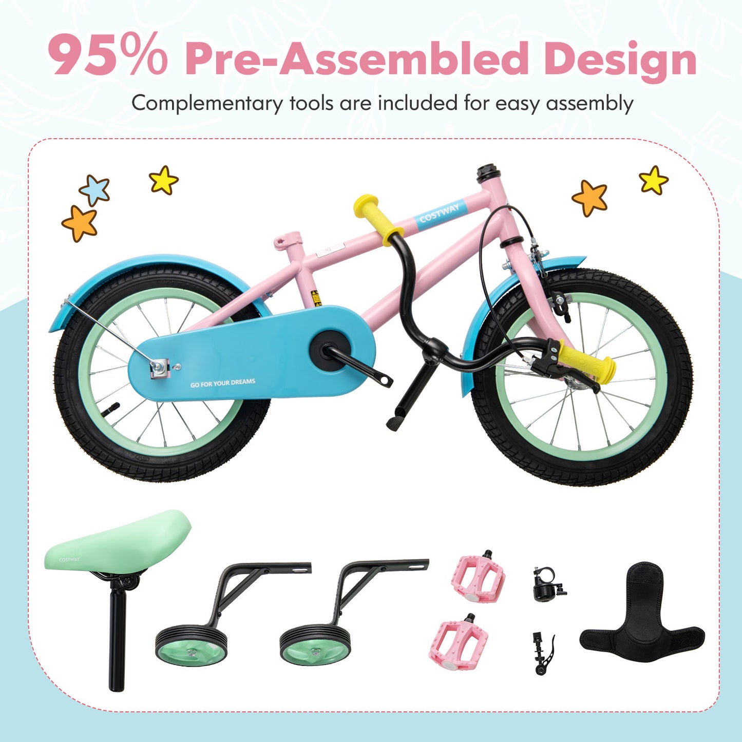 Kids Bike, Adjustable Handlebar And Saddle, 14 Inches, Pink Kids Bike at Gallery Canada