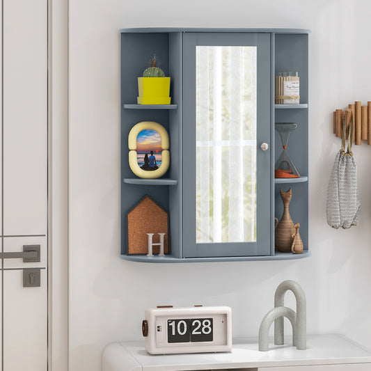 Bathroom Single Door Shelves Wall Mount Cabinet with Mirror, Gray Wall Cabinets Gray at Gallery Canada
