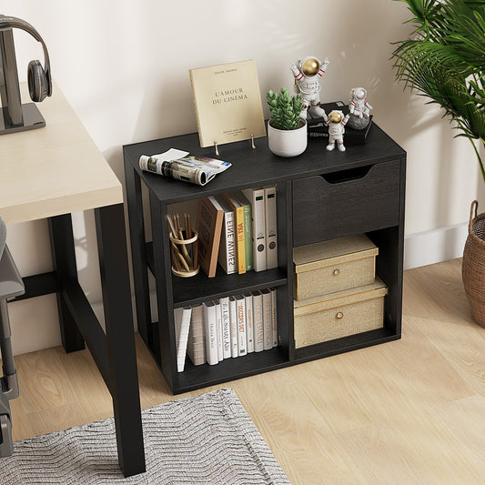 3-Cube Bookcase, 2-Tier Wooden Storage Shelf, Black Bookcases Black at Gallery Canada
