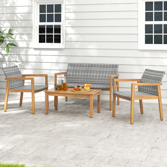 4-Piece Patio Set, Loveseat, Chairs, Coffee Table, Natural Patio Conversation Sets Natural at Gallery Canada
