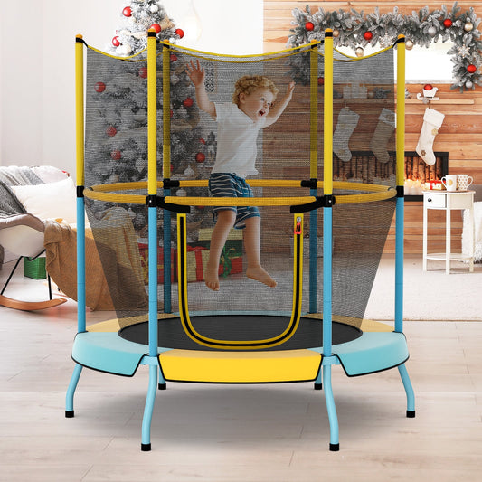 48 Inch Toddler Trampoline, Safety Enclosure Net, Yellow
