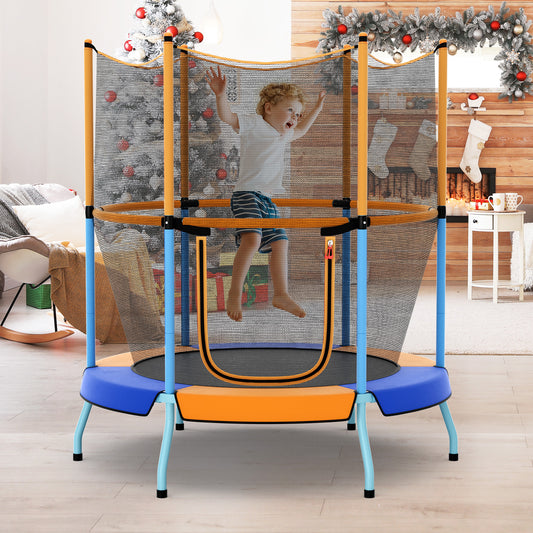 48 Inch Toddler Trampoline, Safety Enclosure Net, Orange Trampolines Orange at Gallery Canada