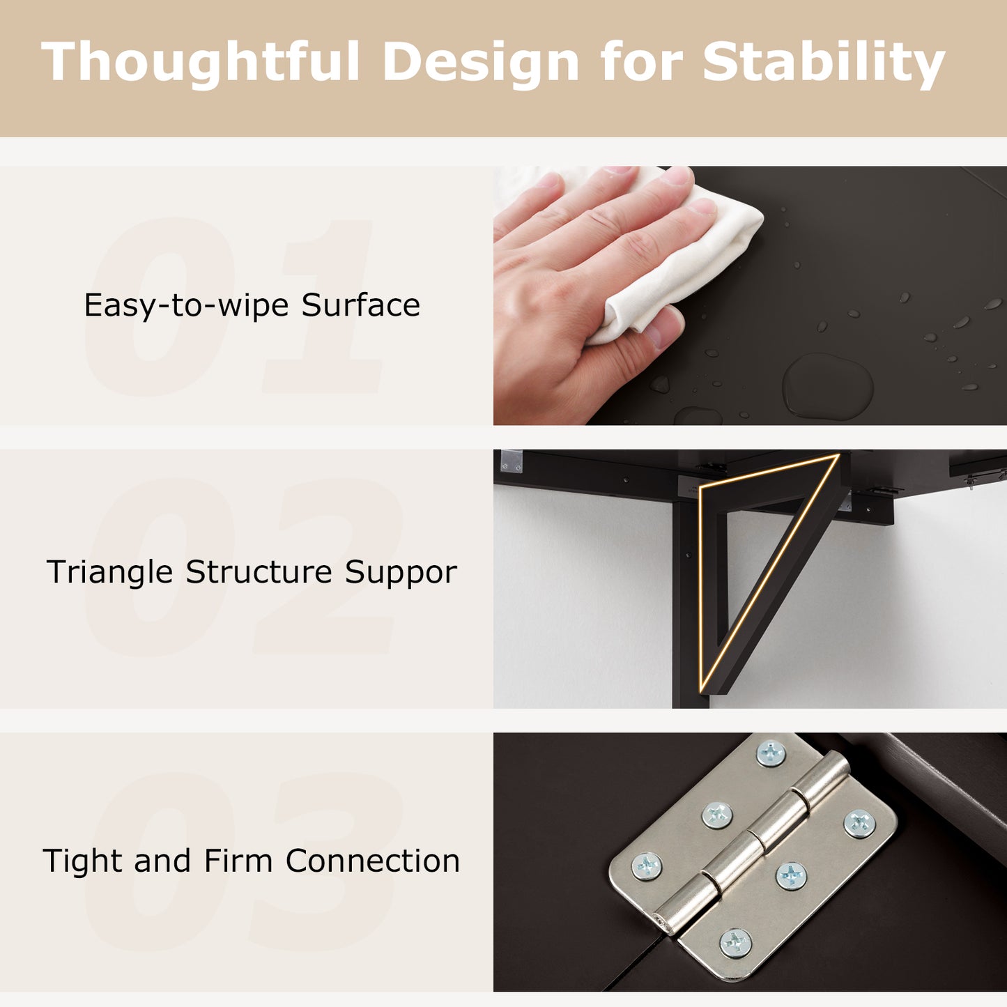 Space Saver Folding Wall-Mounted Drop-Leaf Table, Brown Laptop Tables & Printer Stands at Gallery Canada