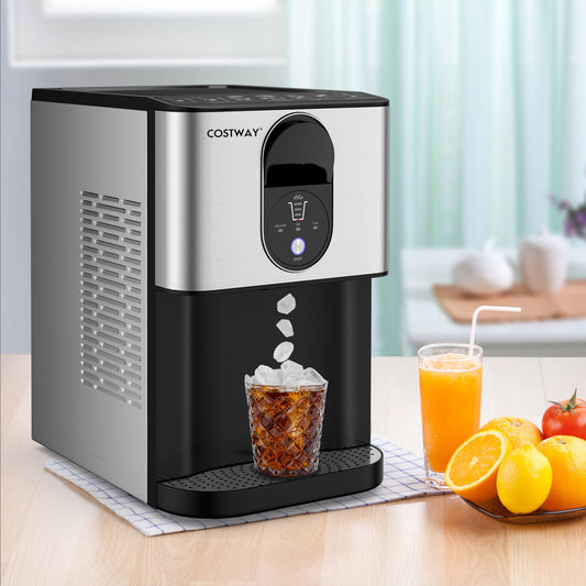 Self Dispensing Nugget Ice Maker Countertop with Soft Chewable Pellet Ice Cubes, Silver Ice Makers Silver at Gallery Canada