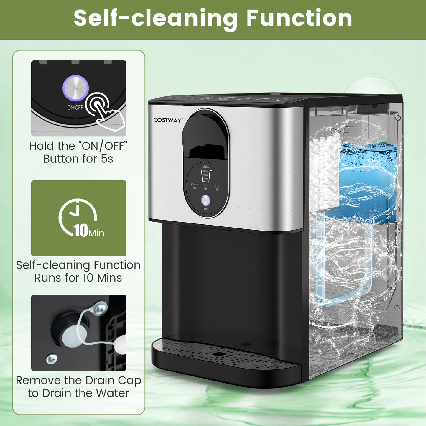 Countertop Nugget Ice Maker, Soft Chewable Pellet Ice, Silver Ice Makers at Gallery Canada