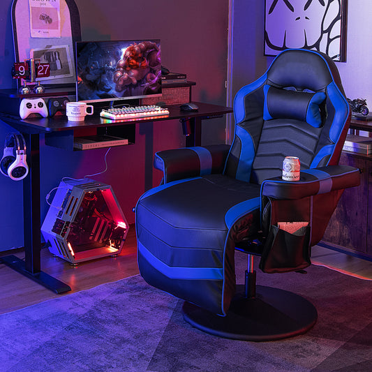 Adjustable Height Gaming Recliner Chair, Blue Gaming Chairs Blue at Gallery Canada