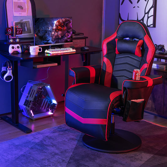 Massage Gaming Recliner Chair, Adjustable Height, Red Gaming Chairs Red at Gallery Canada