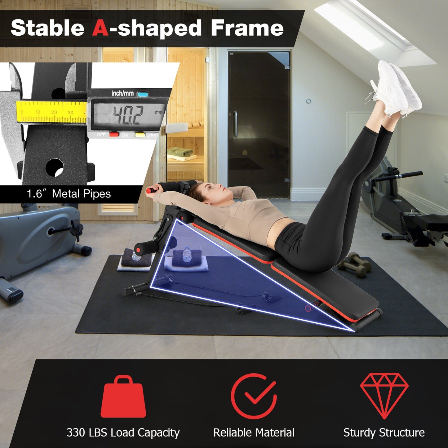 4 Position Adjustable Sit Up Bench, Black Benches Racks & Bars at Gallery Canada