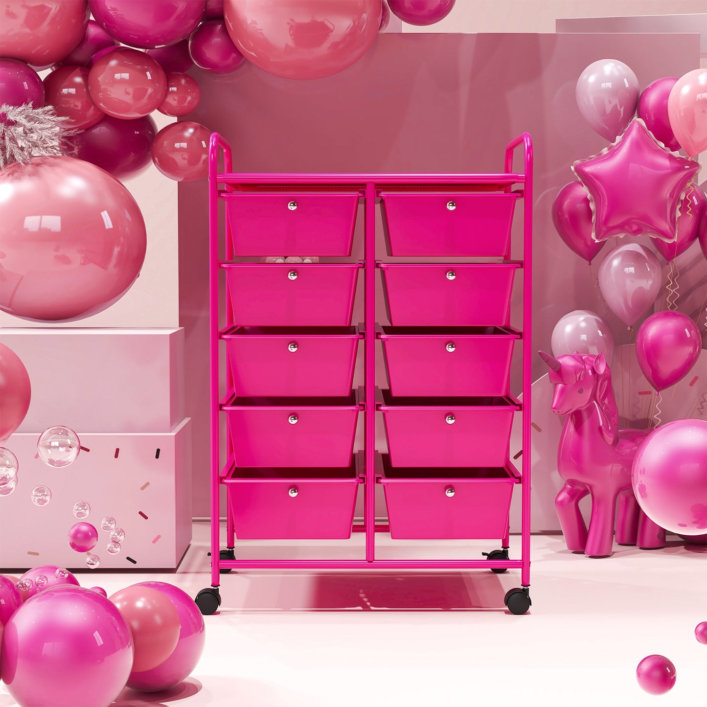 10-Drawer Rolling Storage Cart, Pink File Cabinets at Gallery Canada