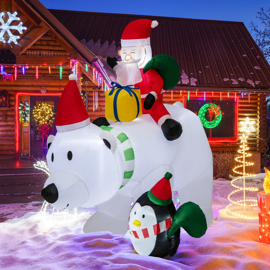 7 Feet Inflatable Santa Claus Riding Bear, Multicolor Christmas Inflatables Multicolor at Gallery Canada