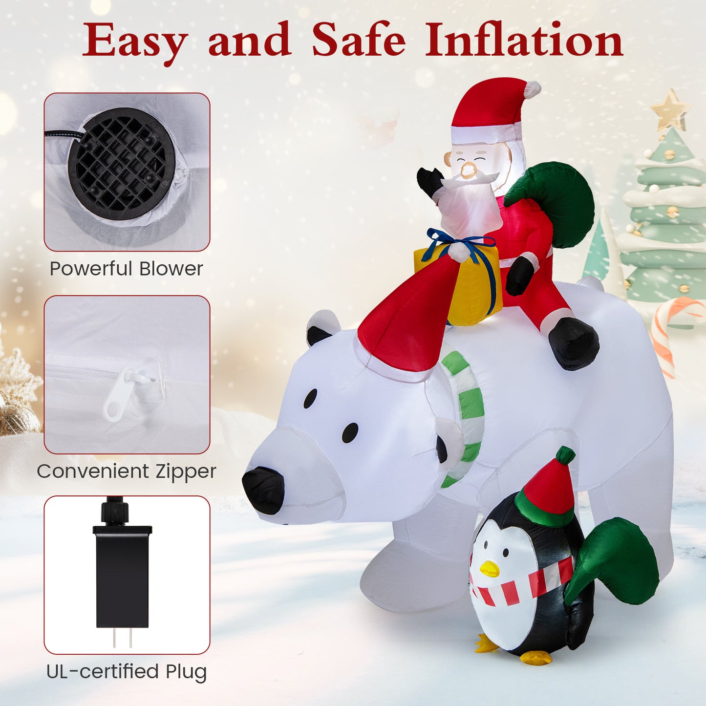 7 Feet Inflatable Santa Claus Riding Bear, Multicolor Christmas Inflatables at Gallery Canada
