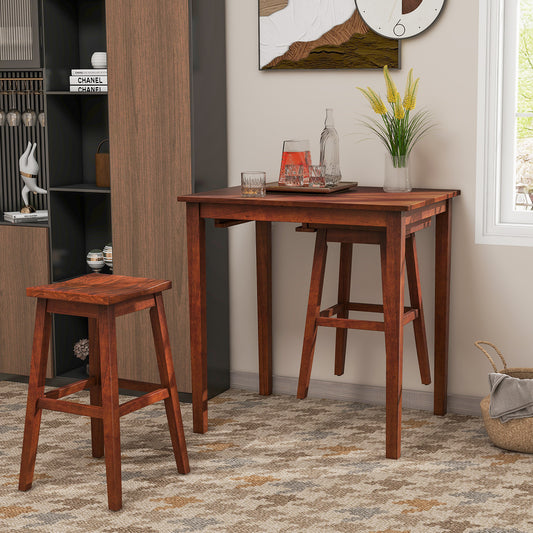 3-Piece Bar Table Set With Pub Table And 2 Saddle Stools, Espresso Dining Room Sets Espresso at Gallery Canada