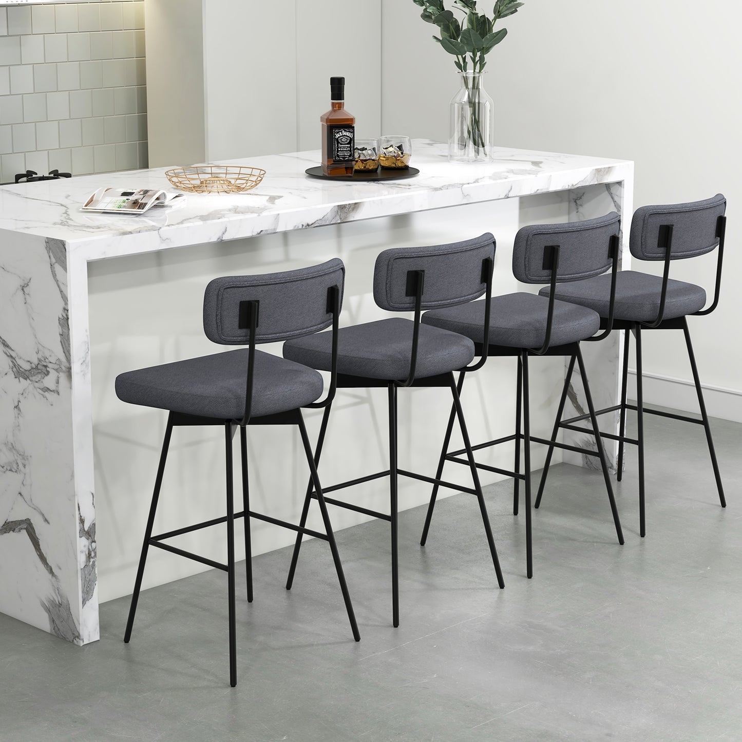 29 Inch Counter Height Swivel Bar Stool Set, Gray Bar Stools at Gallery Canada