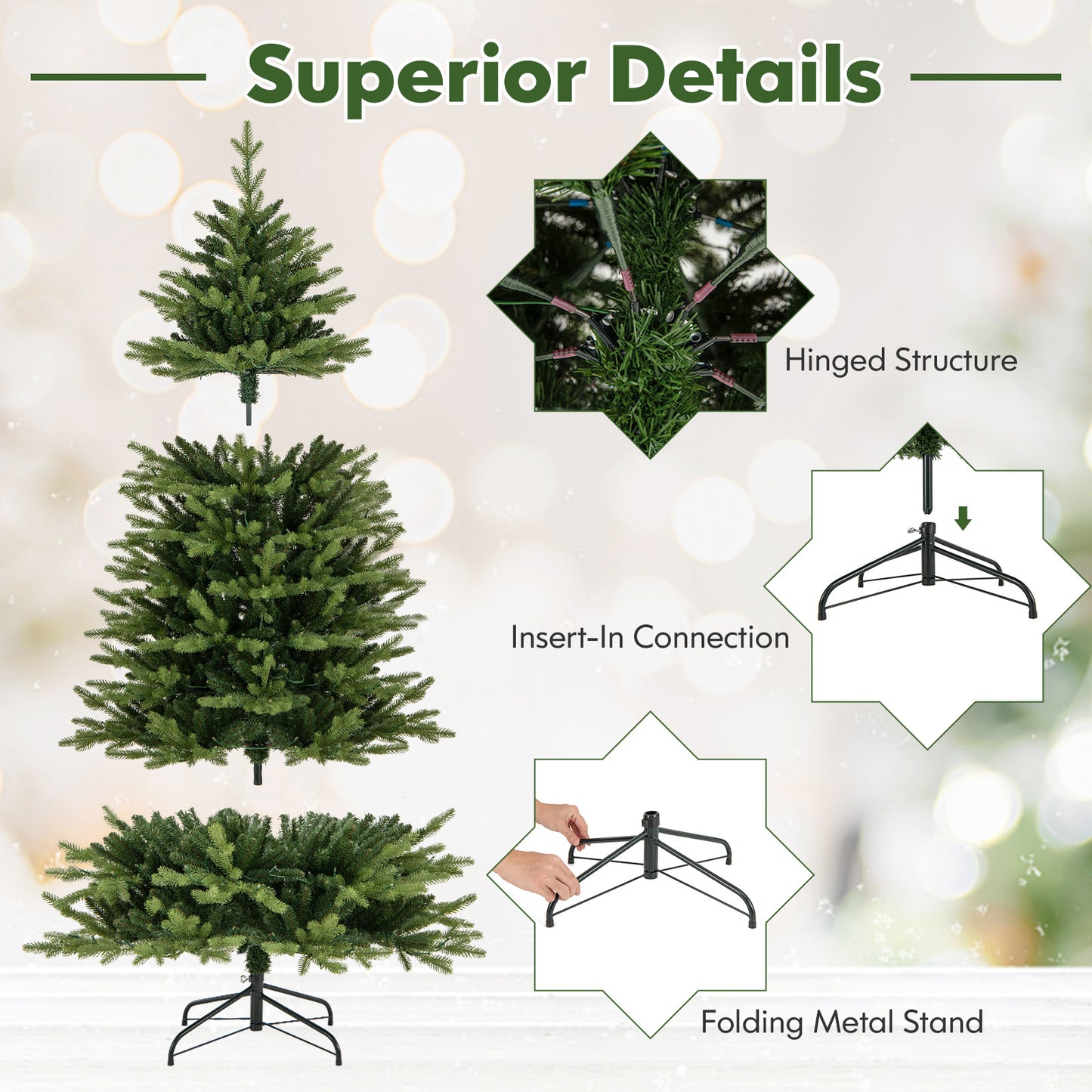 6 Ft Artificial Christmas Tree, Hinged, 11 Lighting Modes, Remote Control, Green Christmas Tree at Gallery Canada