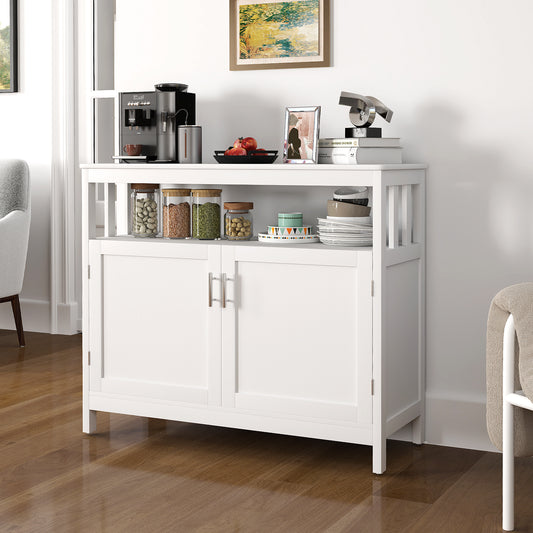 Kitchen Buffet Server Sideboard, 2 Doors And Shelf, White Sideboards Cabinets & Buffets White at Gallery Canada
