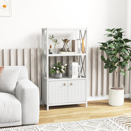 Bathroom Storage Cabinet, Open Shelves, Double Doors, White Floor Cabinets White at Gallery Canada