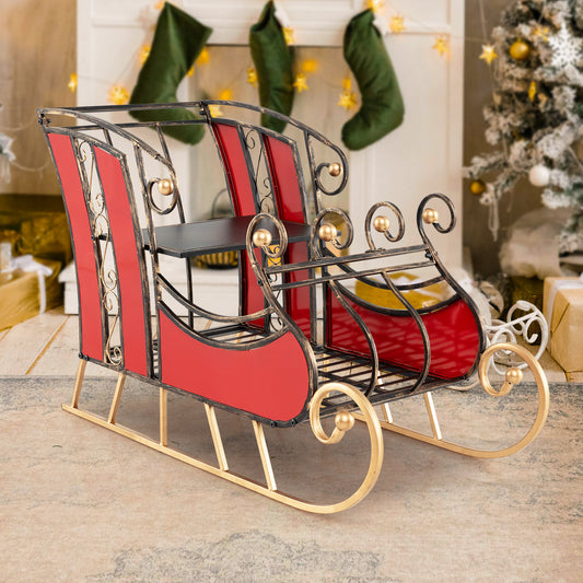 3 FT Metal Christmas Sleigh Decoration, 2-Tier Storage Shelf Christmas Decor & Accessories Options at Gallery Canada