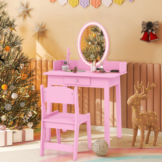 Kids Vanity Set With Lighted Mirror, Pink Kids Vanities Pink at Gallery Canada