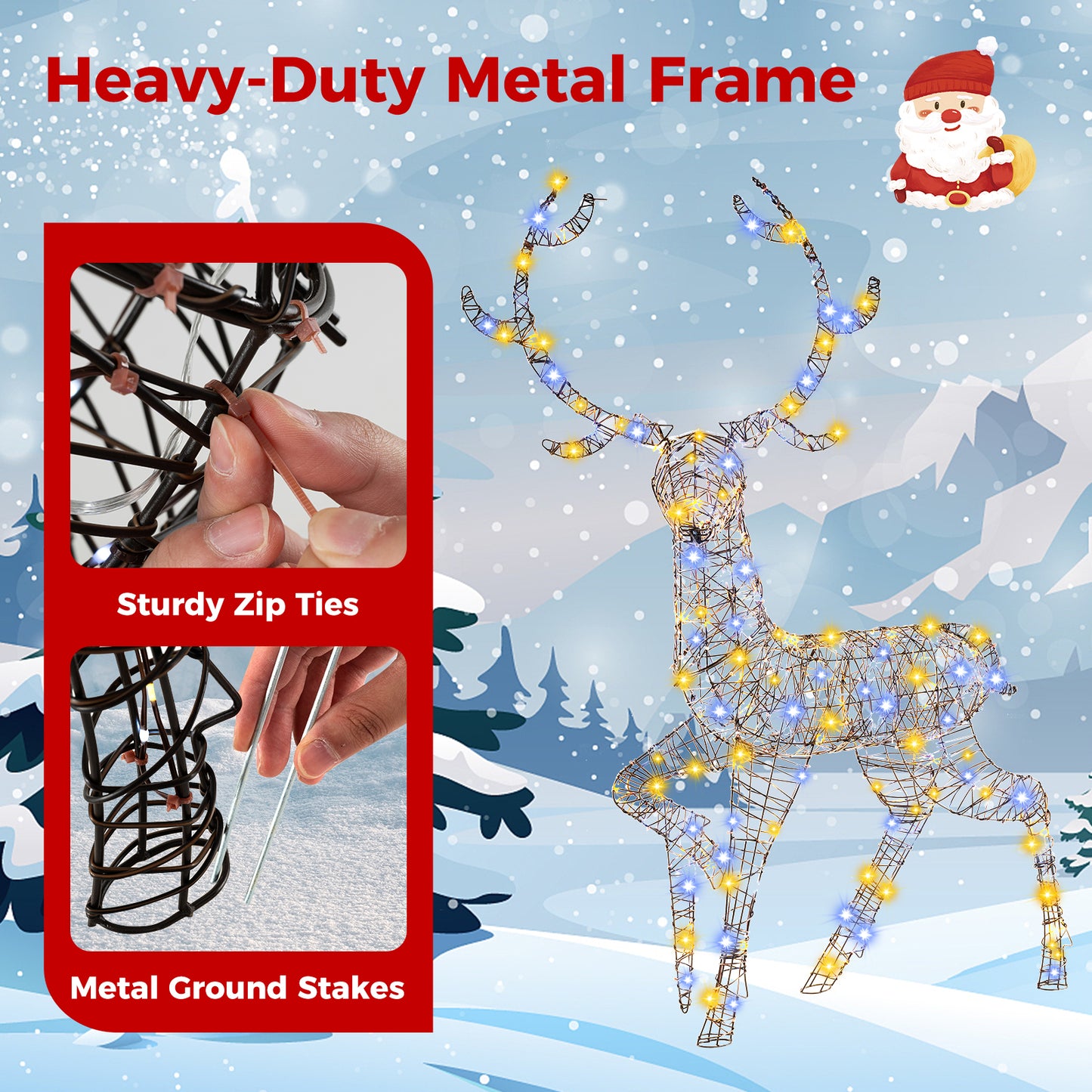 4.6 Feet Pre-Lit Christmas Reindeer, 170 Cold And Warm LED Lights Christmas Decor & Accessories at Gallery Canada