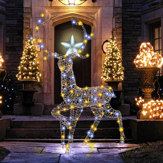 4.6 Feet Pre-Lit Christmas Reindeer, 170 Cold And Warm LED Lights Christmas Decor & Accessories Options at Gallery Canada