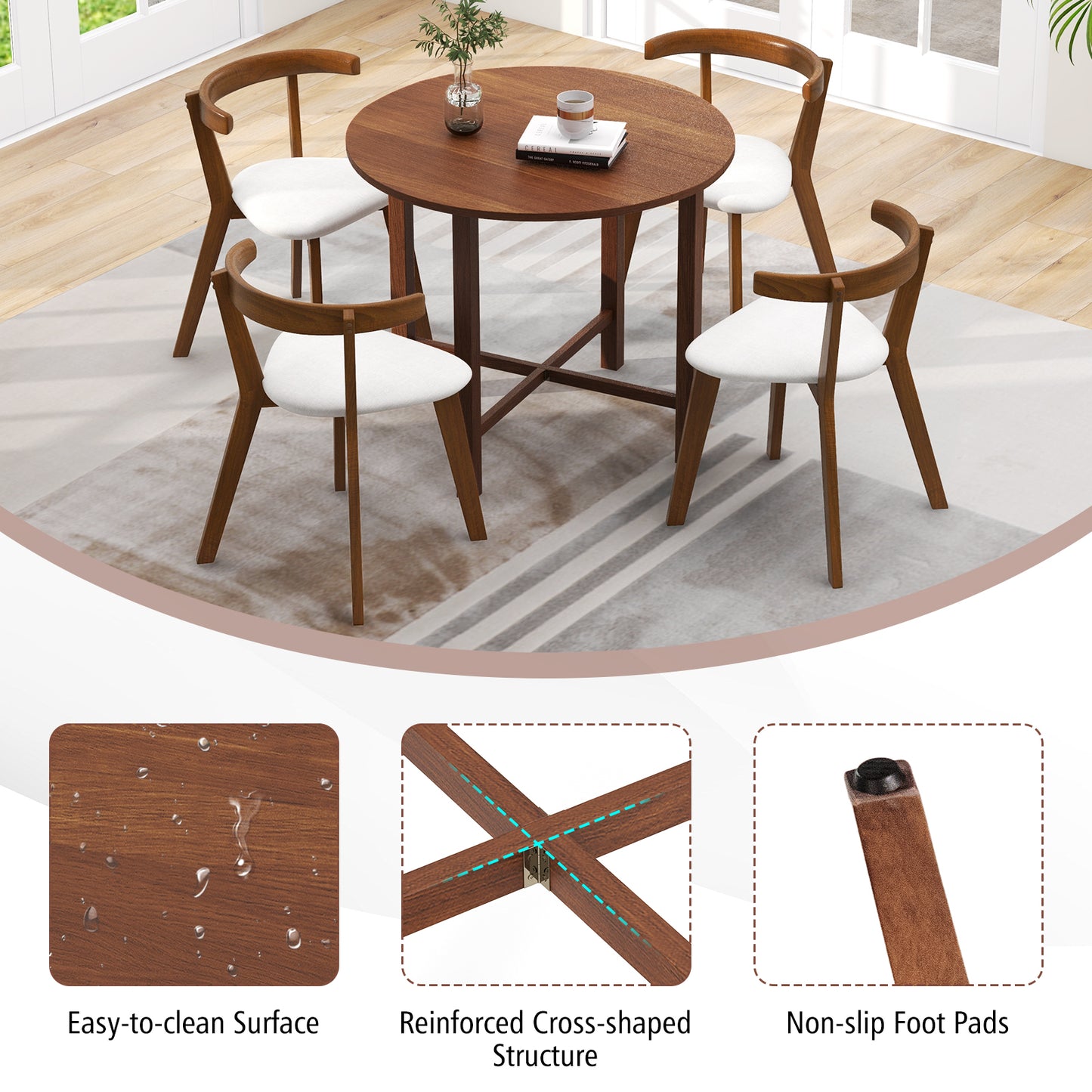 Dual Drop Leaf Dining Table for Small Spaces, Walnut Dining Tables at Gallery Canada