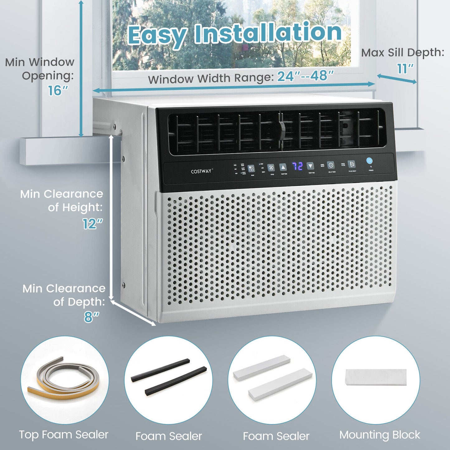 Window Air Conditione with Handy Remote and LED Control Panel-10000 BTU, White Air Conditioners at Gallery Canada