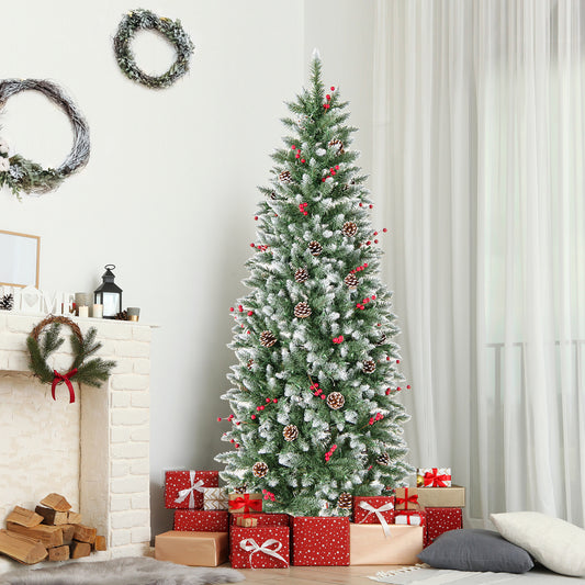 Pre-Lit Artificial Pencil Christmas Tree, 6 ft, Green Christmas Tree Green at Gallery Canada