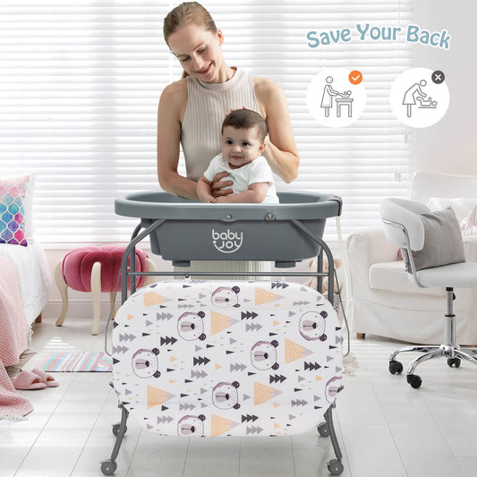 Portable Baby Changing Table, Storage Basket, Shelves, Gray Changing Tables Gray at Gallery Canada