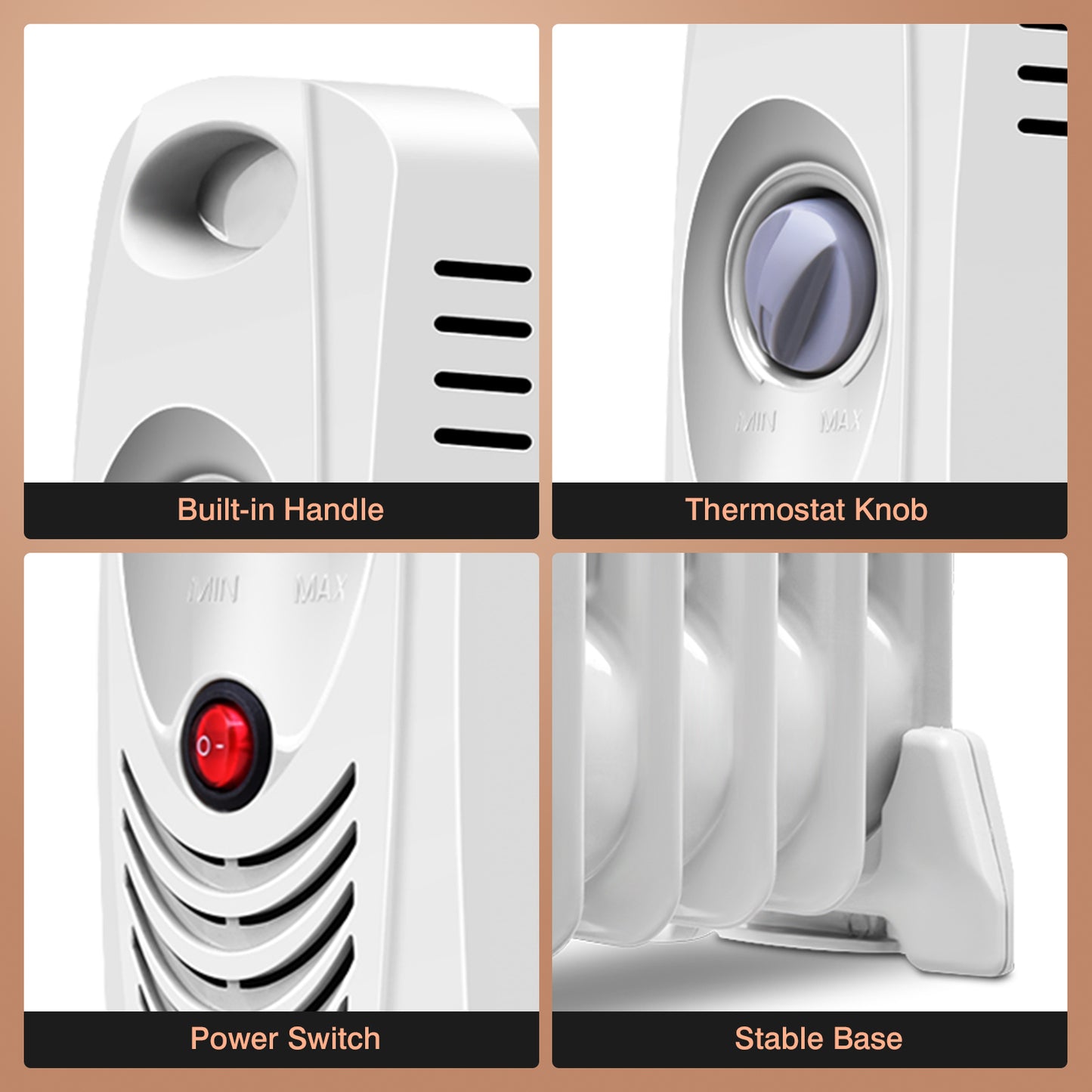 700 W Portable Mini Electric Oil-Filled Radiator Heater, White Space Heaters at Gallery Canada