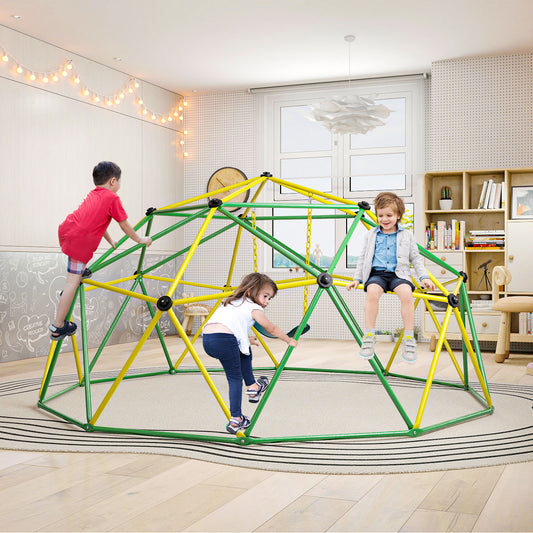 10 Feet Dome Climber With Swing, 800 Lbs Load Capacity, Green Climbers & Slides Green at Gallery Canada