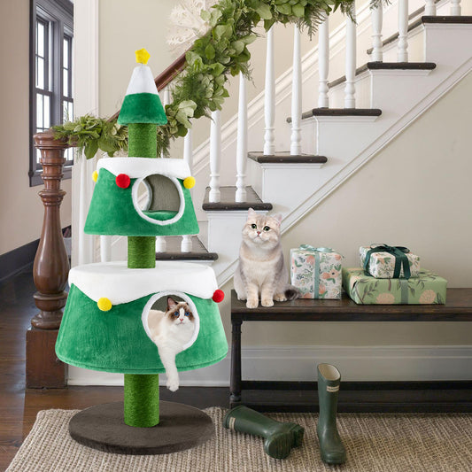 Christmas Cat Tree, Indoor Cat Tower, 2 Condos, Green Cat Trees Condos & Scratchers Green at Gallery Canada