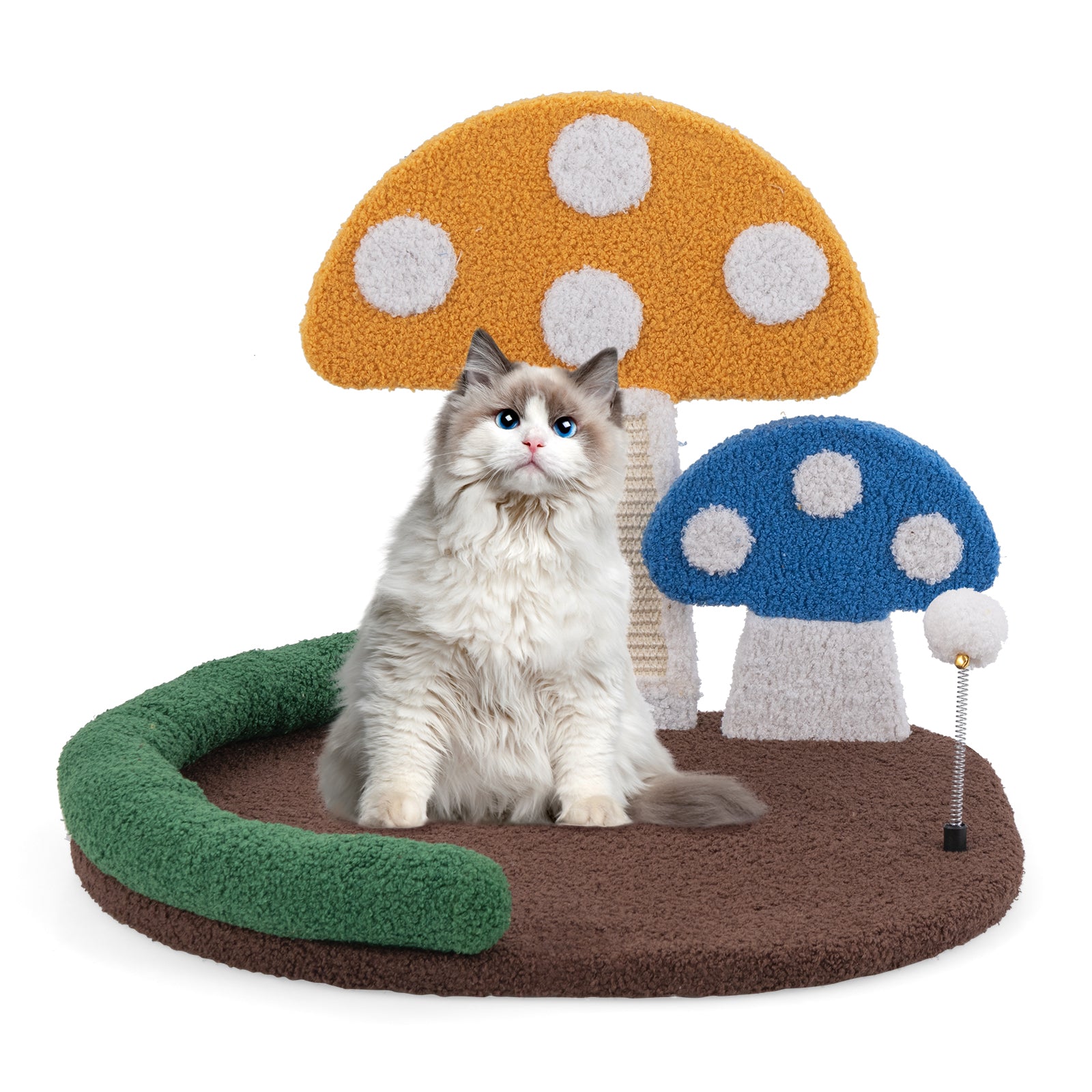 Mushroom Cat Bed Cat Claw Scratcher with Wide Bed and Sisal Scratch Panel, Multicolor Cat Trees Condos & Scratchers at Gallery Canada