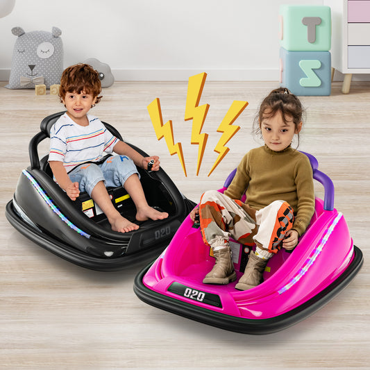 12V Kids Bumper Car Ride on Toy with Remote Control and 360 Degree Spin Rotation, Pink Powered Ride On Toys Pink at Gallery Canada