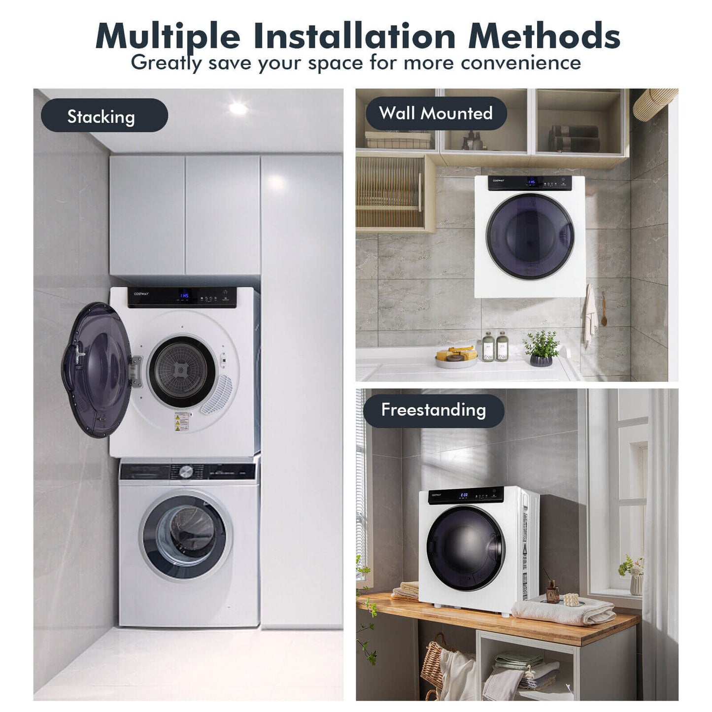 2.6 Cu.ft Compact Clothes Dryer, Touch Panel, 2 Modes, White Dryers at Gallery Canada