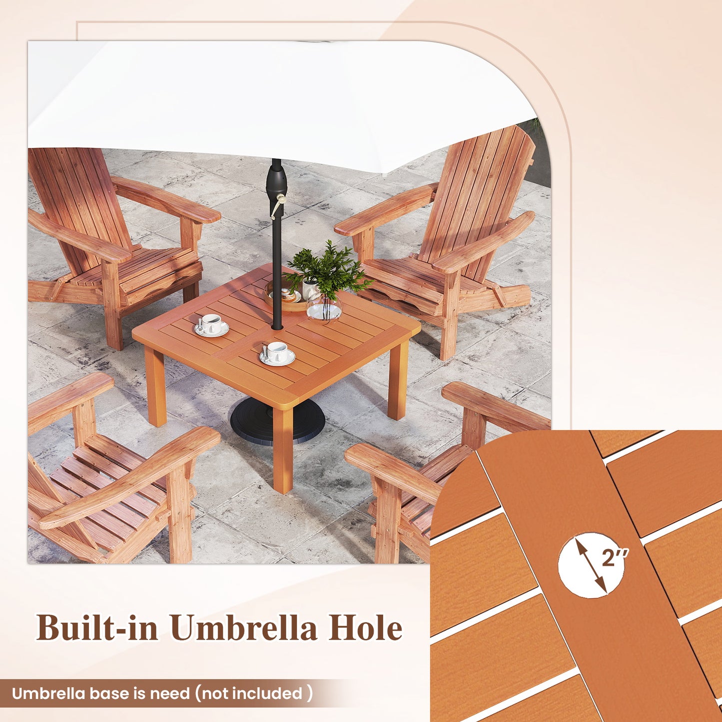 Patio Coffee Table With Umbrella Hole, Teak Oil Finish, Natural Patio Coffee Tables at Gallery Canada