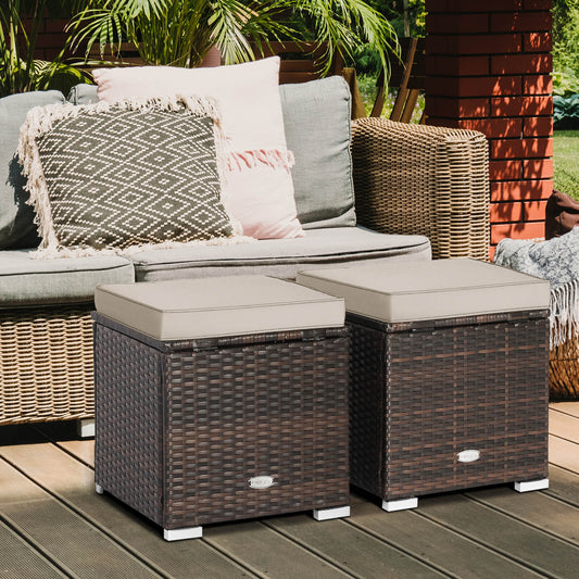 2 Piece Patio Ottoman, Removable Cushions, Brown Outdoor Seating & Patio Chairs Brown at Gallery Canada